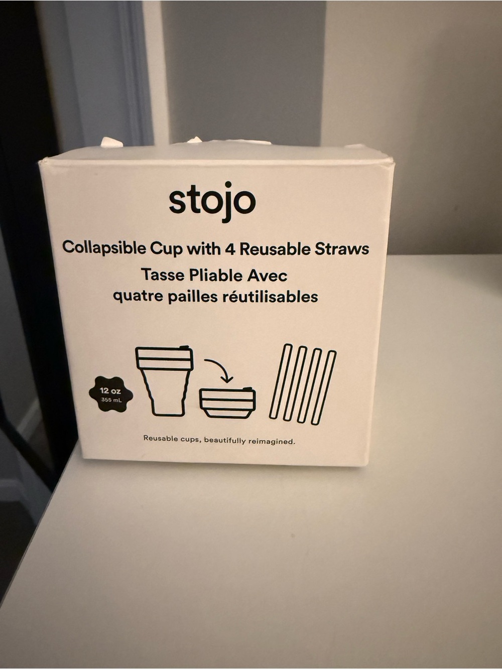 Stojo Collapsible Cup with Reusable Straws. New.